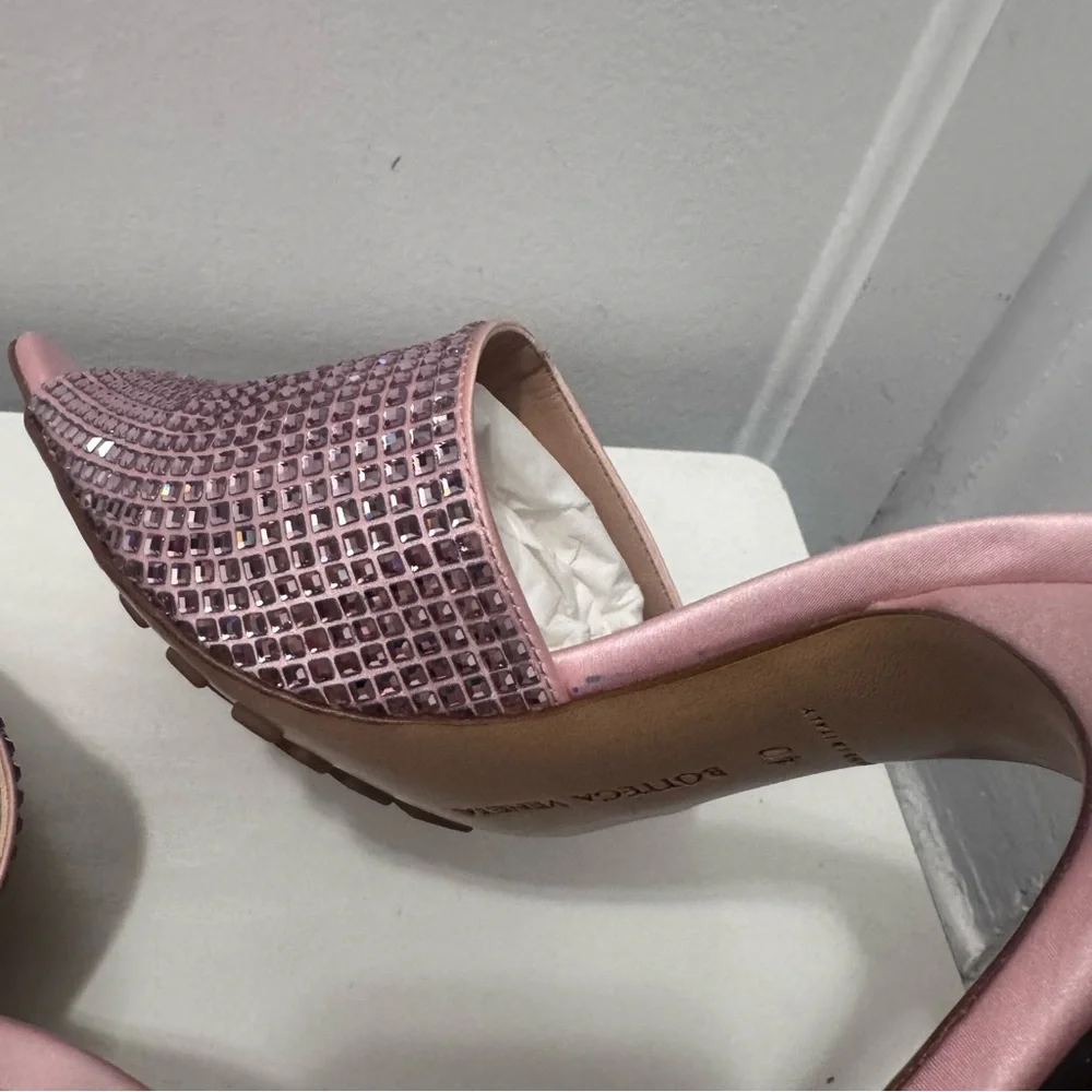 Bottega Veneta Camellia Stretch Sandal In Pink Satin Sparkle